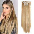 AliLeader 22 Inch 16 Clips Synthetic Hair Ombre Color High Temperature Fiber Clip in Hair Extensions for Women