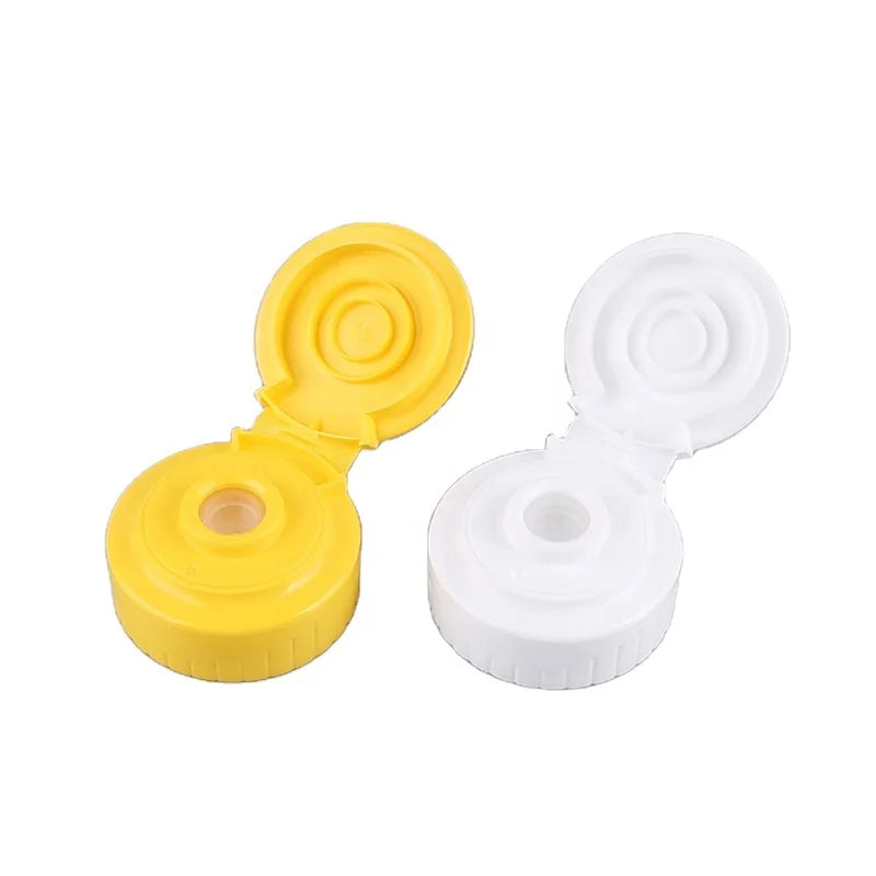 High Quality White/Yellow PP Plastic Non-Spill Flip Top Cap 38mm Bottle Cap for Cosmetic Use