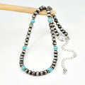 Popular Navajo Pearls CCB Beads Alloy Turquoises Round Beaded Necklaces for Women Wholesale