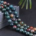 Factory Price Natural Chicken Blood Stone Round Gem Beads Green Blood Stone Round Beads for Jewelry Making DIY