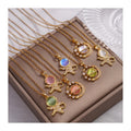 DAIHE Fashion 18k Gold Plated Starry Planet Pendant Necklace Stainless Steel Chain Astronauts Moon Necklace for Women
