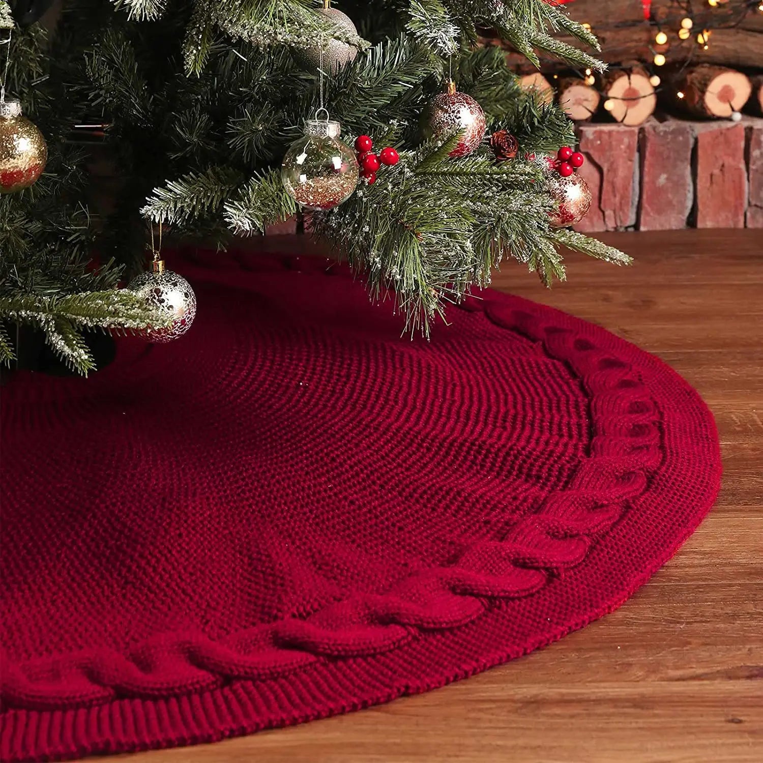 New Year Trend 122cm Christmas Tree Cover Knitted Christmas Tree Skirt