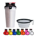 Food and Water 2-in-1 Portable Pet Water Bottle with Double Collapsible Dog Bowl for Pet Dog