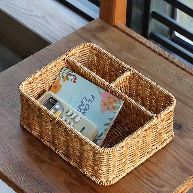 Scandinavian Boho Eco-Friendly Multifunction Desktop Storage Box Skin Care Organizer Remote Control Bathroom Coffee Table Key