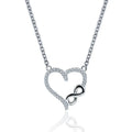POLIVA 925 Sterling Silver Infinity Love Heart Necklace Simple Design White Gold Plated with Vintage Style Zircon for Weddings
