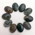 Huiying 25*18mm Oval Flat Oval Moss Agate Cabochon Gemstone Crafts