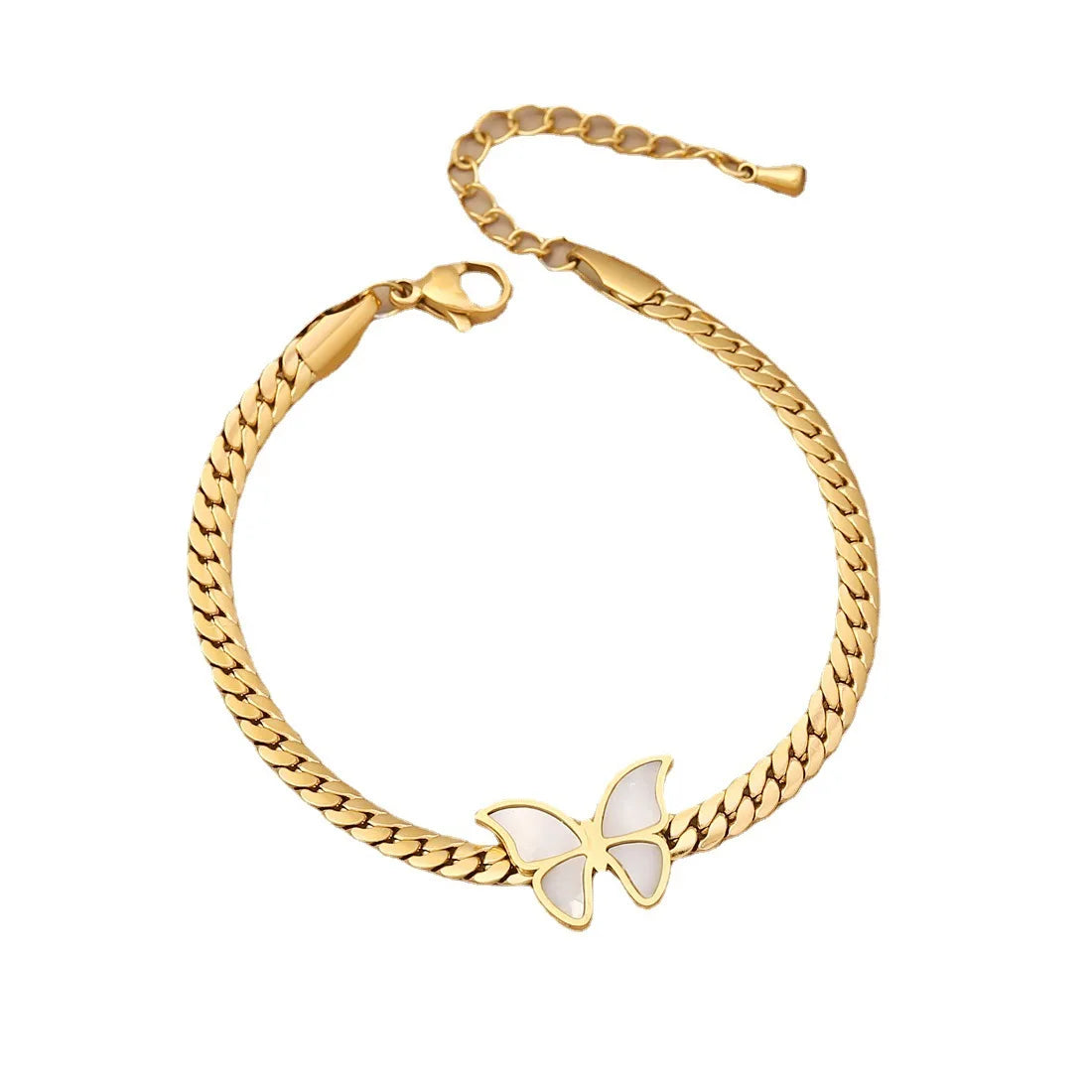 AA00548 Butterfly Necklace Earring and Bracelet Set Personalized Stainless Steel Gold Chain Jewelry Set for Women Party