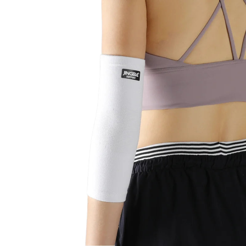 JINGBA OEM/ODM Service White Elbow Support Gear for Sports or Daily Use to Reduce Joint Pain and Treat Tendonitis Golfer's Elbow