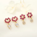 Diy Fashion Design 14K Gold Plated Inlaid Colorful Zircon Heart Shaped Studs for Women's Jewelry Earrings