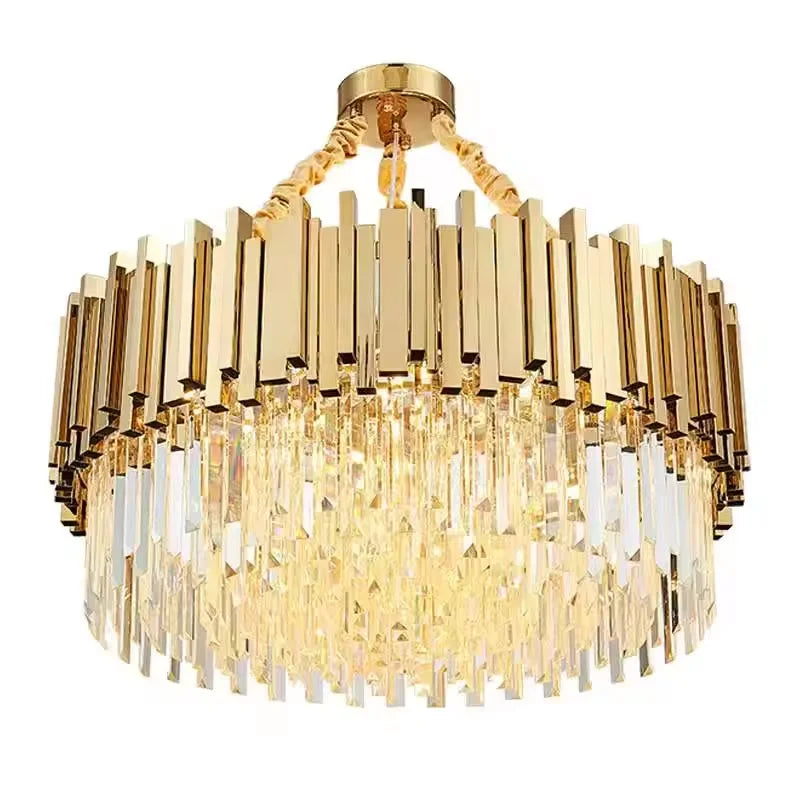 Indoor Modern Design Style Pendant Light Large Round Gold Luxury K9 Crystal Chandelier for Living Room