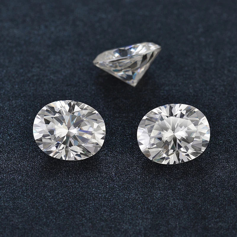 Fancy Cut Oval Lab Created White Loose Moissanite Stones with Rose-Like Appearance and Color Play/Fire SICGEM Brand