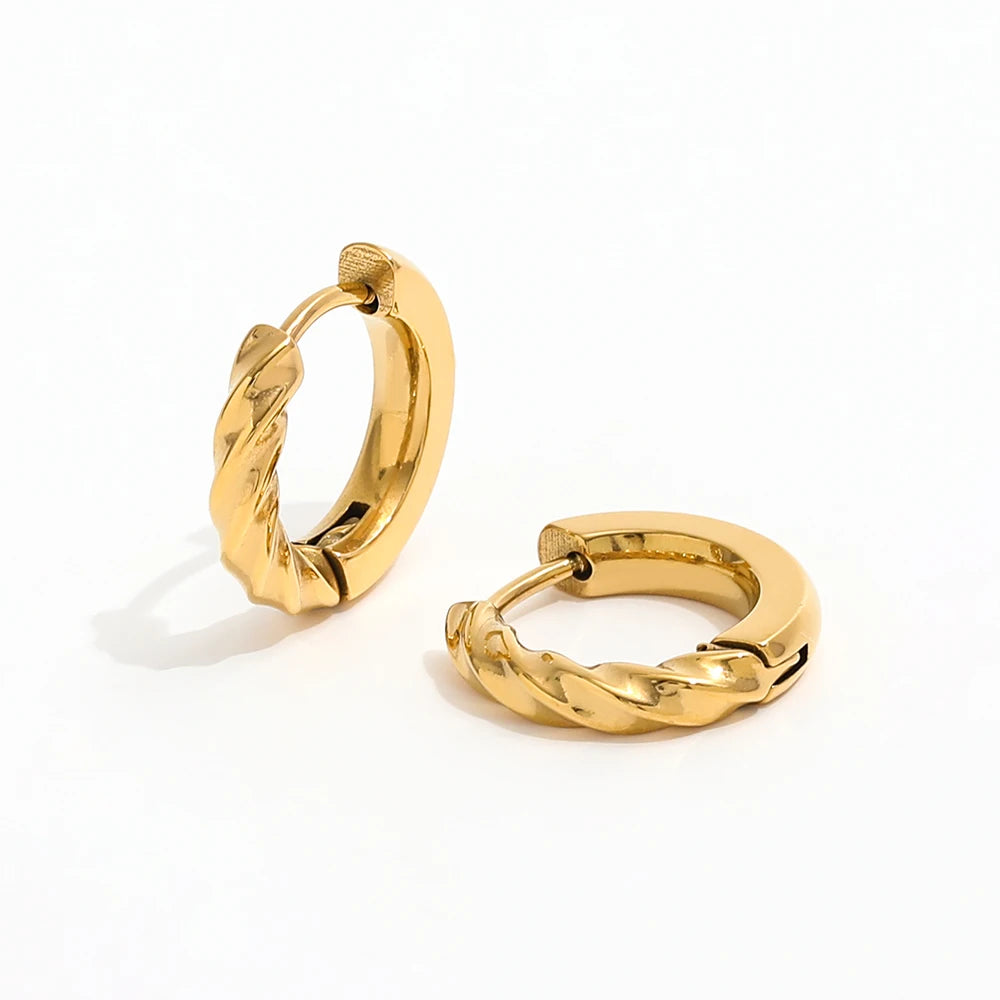 Trendy Earring 18K PVD Gold Plated Half Twist C Hoop Earrings Stainless Steel Jewelry Wholesale