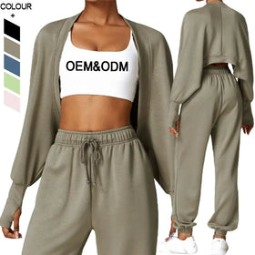 Womens Gym Autumn /winter Active Wear Women Tracksuit Sweatsuit Sports Set