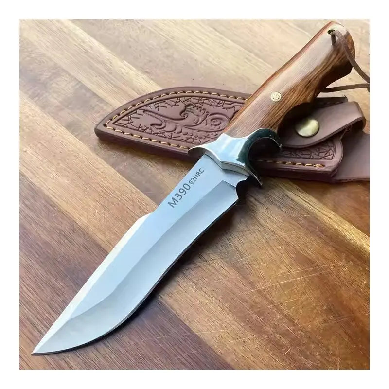 Wood Handle 4Cr13Mov Versatile Polishing Fixed Blade Knife and  Leather Sheath EDC Pocket Bushcraft Fixed Blade Knives on Sale