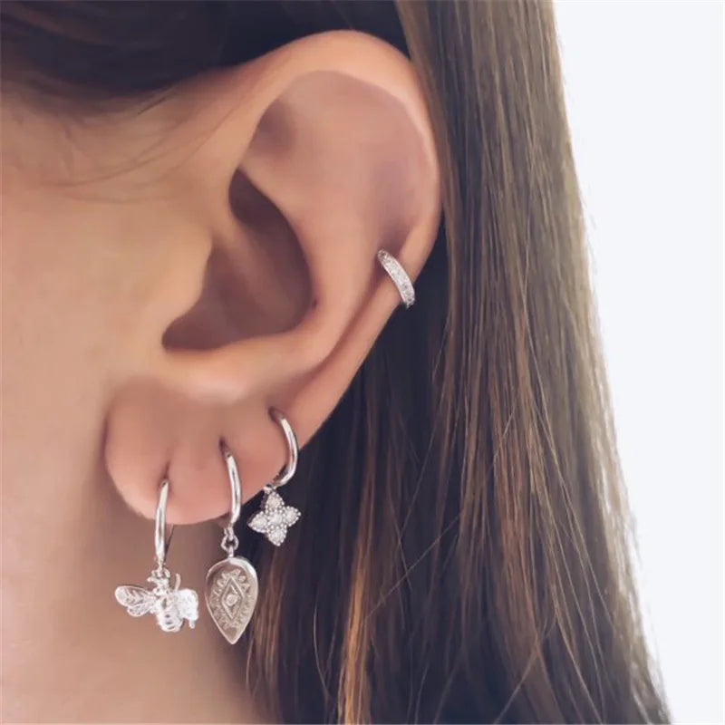 GT Hot Selling Bohemia Evil Eyes Earrings Gold Plated Trendy 925 Silver Earrings Ear Clip for Women