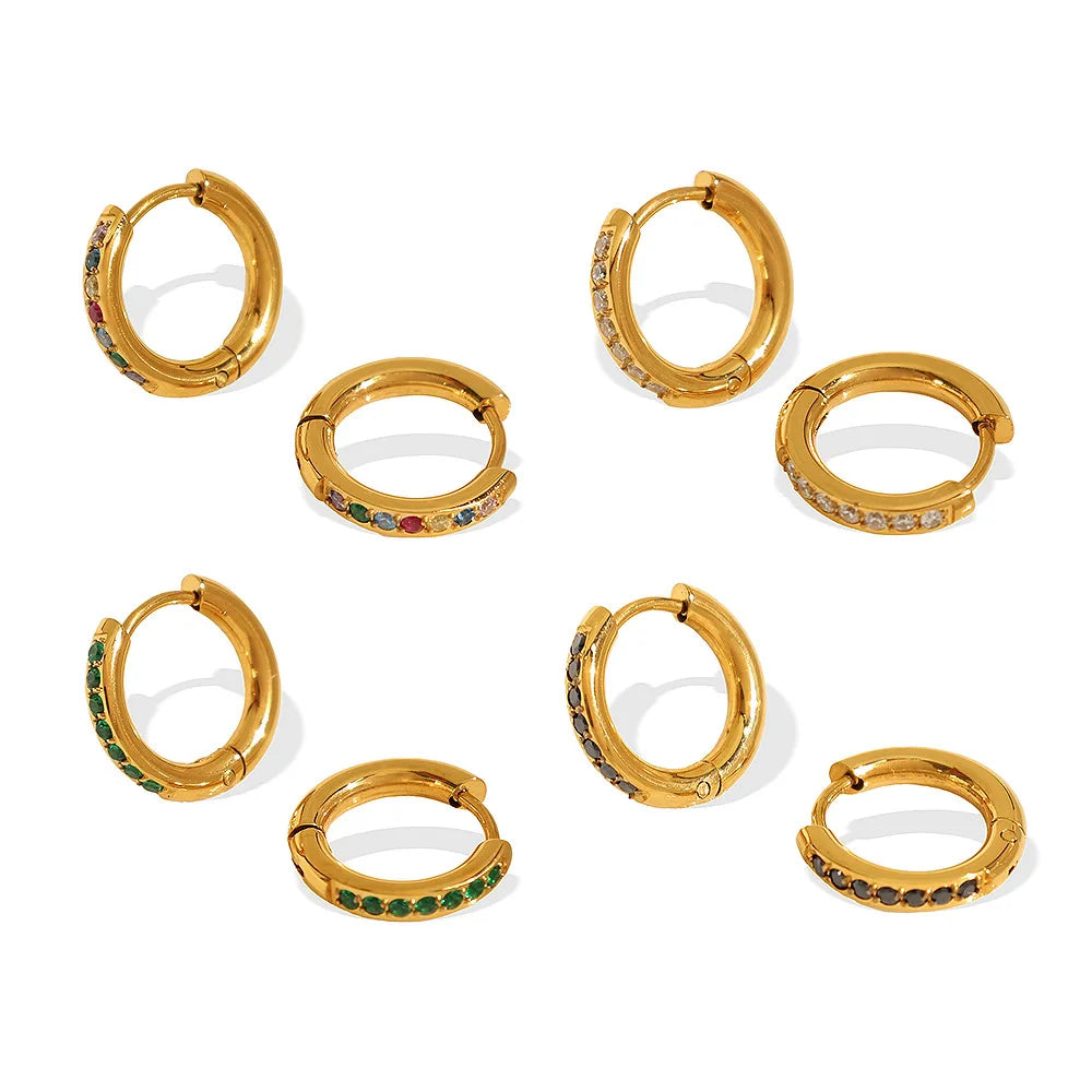 Customized Best Seller Temperament Titanium Steel Micro Rhinestone Women's High Sense Hoop Earrings Jewelry Non Tarnish