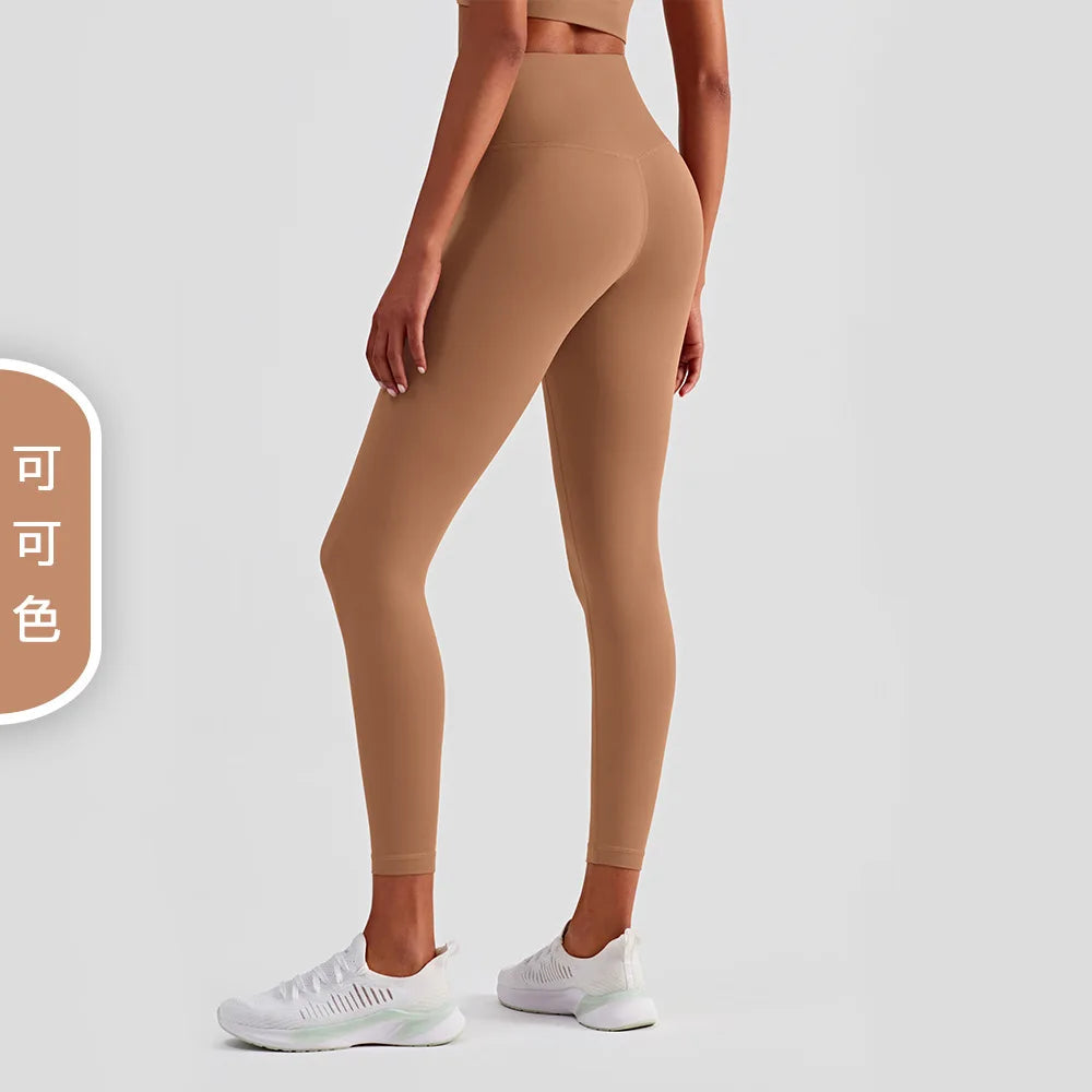 High Quality Women's Super Soft Nude Yoga Pants Sexy Fitness High Waisted Gym Leggings Custom Solid Pattern
