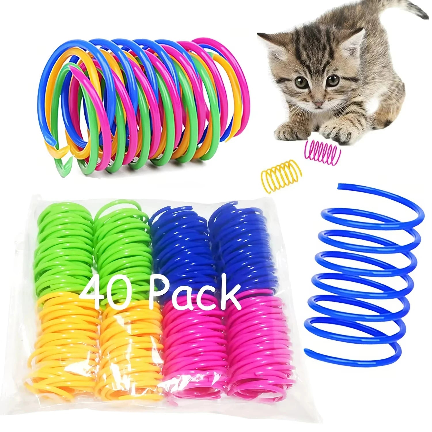 Indoor Cat Playful Spiral Spring Durable Colorful Plastic Interactive Movement Toy for Exercise & Fitness