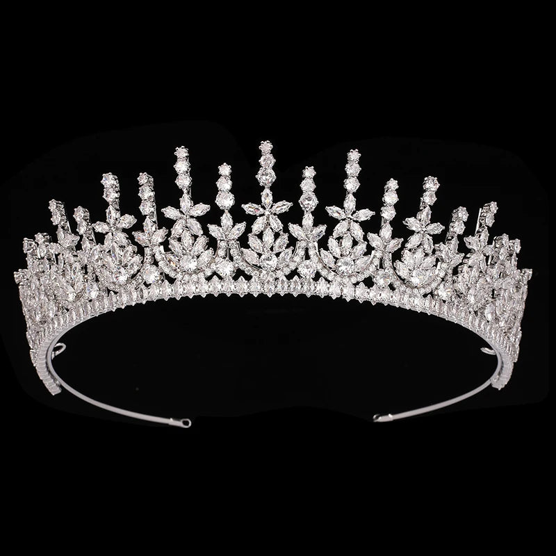 Wholesale Simple Classic Wedding Tiara Luxury Design Cubic Zircon Bridal Hair Accessories Crown for Women BC6408 Corona Princesa