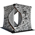 Portable 3-Person Ice Fishing Tent with Fiberglass Pole & 210D Oxford Fabric Insulated Thermal Shelter for Ice Fishing
