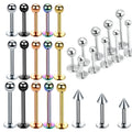 316L Surgical Steel Externally Threaded Labret Lip Stud Ear Cartilage Tragus Piercing Ball&Cone Lobe Earrings Body Jewelry