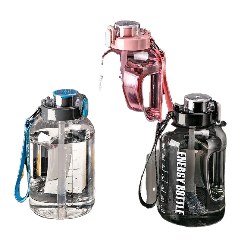LS 1-Gallon Portable Fitness Water Bottle for Outdoor Sports Super Large Capacity Ton Barrel Graduated Straw Direct Drinking