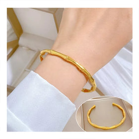 High End Stainless Steel Gold Plated Polishing All-match Fashion Cuff Bangle Bracelet for Women Shiny Jewelry