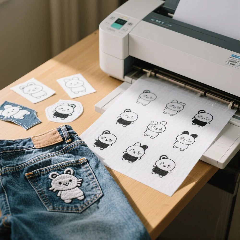 Inkjet Printable Water-Soluble Transfer Paper for Embroidery Positioning DIY Stitch Guide Label