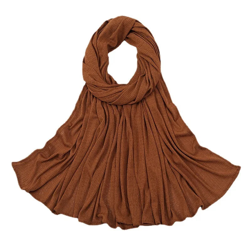 Malaysia's New Solid Color Spring Ribbed Headscarf Muslim Jersey Hijab in Jersey Knit Style Traditional Scarf & Shawl