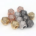 Wholesale 3pcs/bag Micro Pave CZ Copper Alloy 7x7mm Multi-color Diamond-shaped Spacer Charms Beads for Jewelry Making
