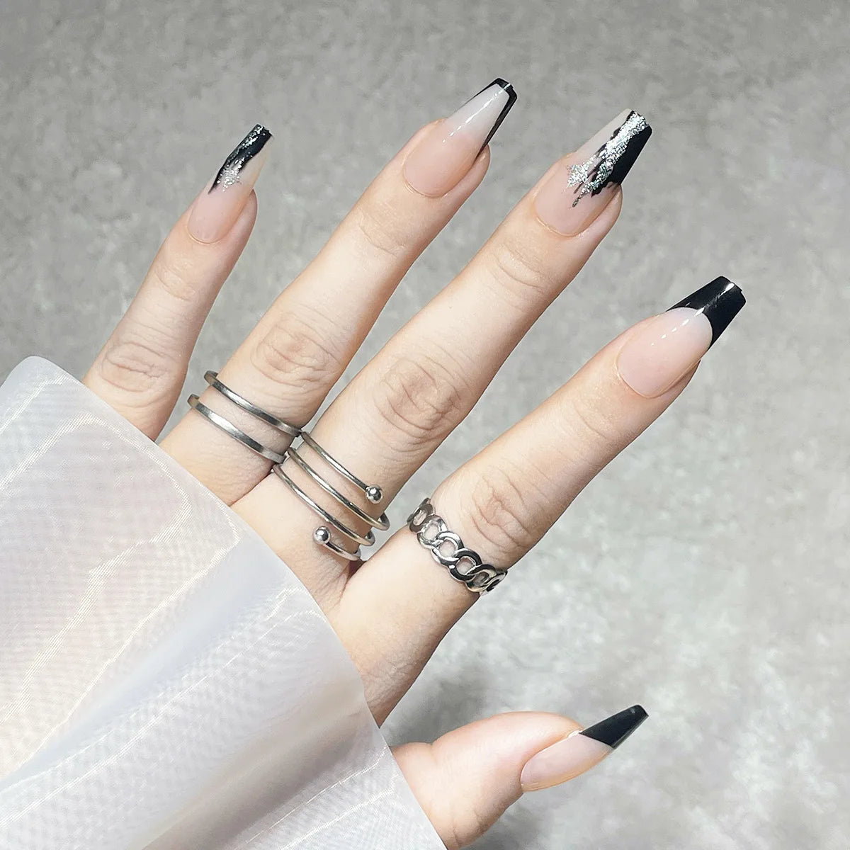 Wholesale French Long Ballerina Press on Nails Artificial Long Coffin Nails Vendor for Women with Glue