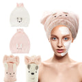 Microfiber Coral Fleece Hair Drying Towel Wrap Super Absorbent Fast Cute Animal Shape Dry Hair Hat