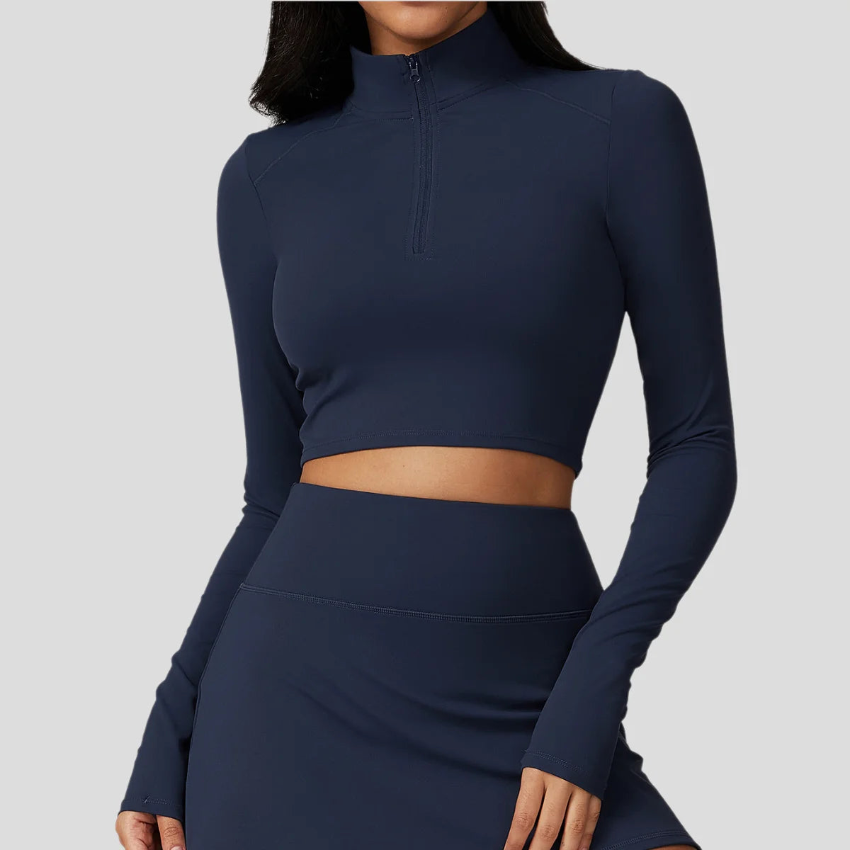 Customize Half Zipper  Long Sleeved Yoga Tops Quick Drying Workout Sports Yoga T-Shirt With Zipper