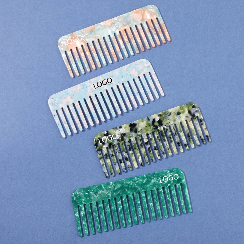 Mi Dairy Custom logo 4mm Thick Large Cellulose Acetate Detangle Long Hair Combs Detangling Wide Flat Tooth Comb for Women