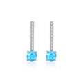 Fine Jewelry 925 Sterling Silver Round Natural Opal Zircons Stud Earrings For Women Girls