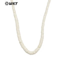 WT-JN227 Unique Women Bohemian Style Purity Natural White Shell Beads Necklace 17 Inch Long Hand Strand Beads Necklace for Wedd