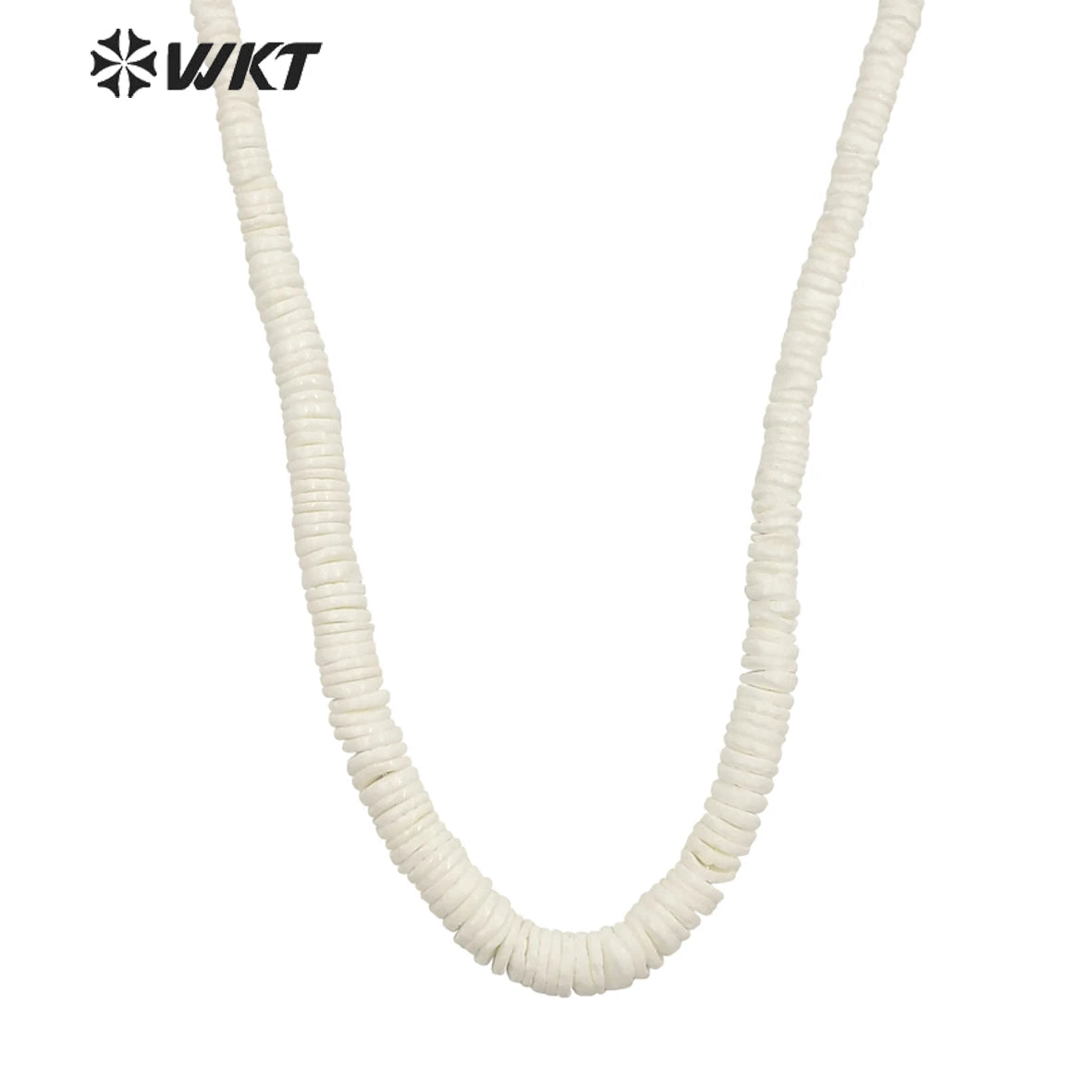 WT-JN227 Unique Women Bohemian Style Purity Natural White Shell Beads Necklace 17 Inch Long Hand Strand Beads Necklace for Wedd