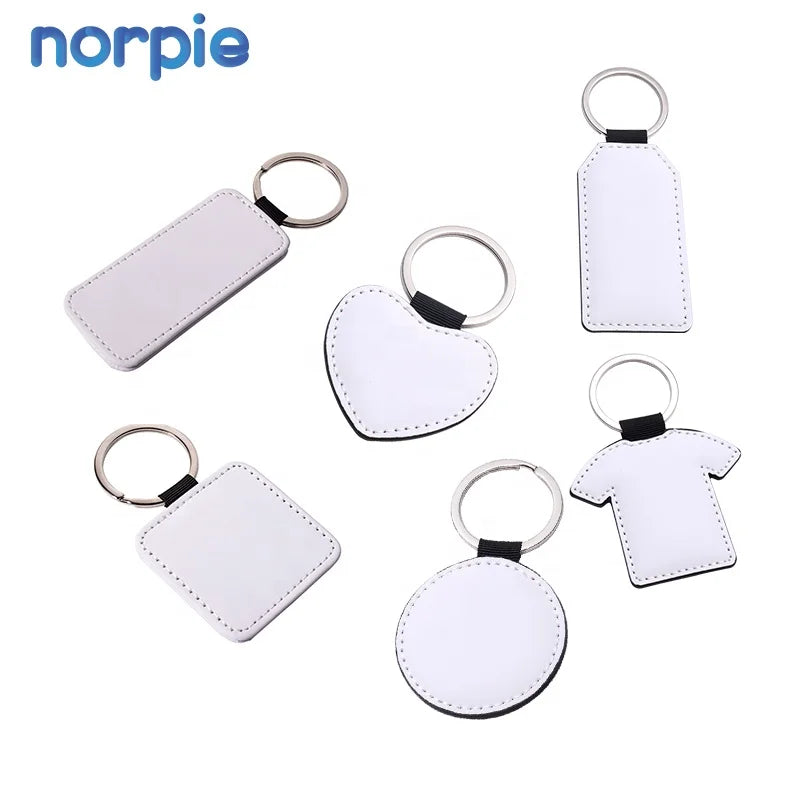 Key Holder Sublimation Double-sided Blank PU Leather  Keychain