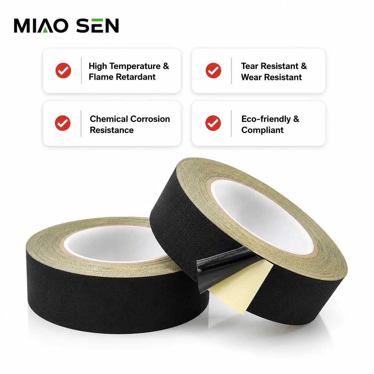 Easy Tear No Residue Acetate Cloth Tape RoHS Certified for Germany Home Appliance Repair & EU Cable Organizing