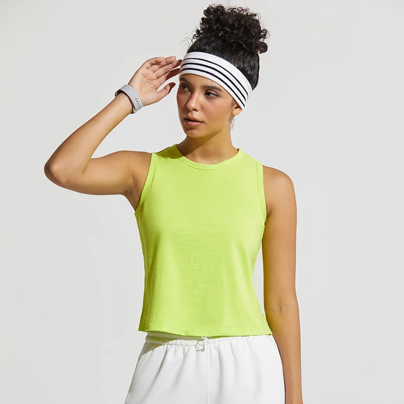Custom Women Yoga Vest Cotton Gym Sports Crop Top Loose Fit Fitness Running Vest Workout Tank Top Female Active Sleeveless Shirt