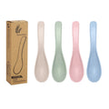 Reusable Durable Eco-Friendly Wheat Straw Spoon with Plastic Handle Japandi Style Camping Baby Feeding Soup Spoon