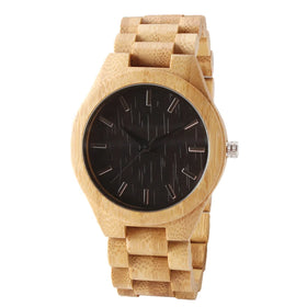TJW Men's Handmade Natural Bamboo Watch with Quartz Movement and Pointer Dial Display Fashionable and Eco-Friendly