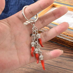 Promotion Custom Italy Tourist Souvenir Chili Peppers Metal Key Chains Italy Red Chili Pepper Key Rings 3d Chili Keychain Charms