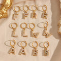 Fresh Water Pearl Initial Letter Earrings Stainless Steel Charm Hoop Earring Gold Plated Jewelry