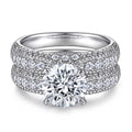 Fine Jewelry Supplier Silver 925 Round Brilliant Cut Rhodium Plated White Zirconia Ring Set for Women Minimalist Wholesale MegaBDM