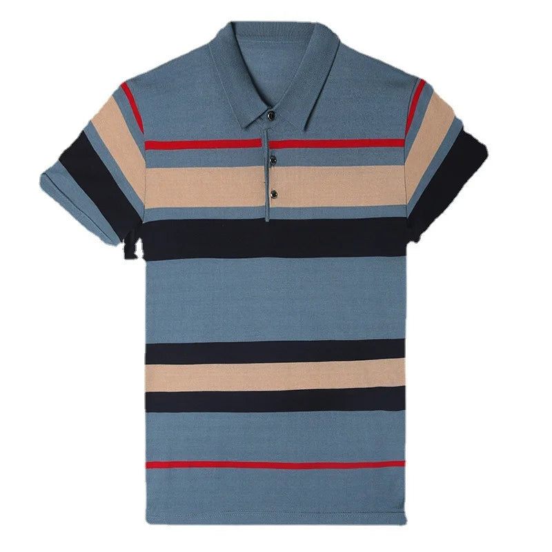 Summer Men's Business Casual Seamless Ice Silk Short-sleeved T-shirt Polo Shirt T-shirt Men's Top Clothes Polo Shirt Men Polo