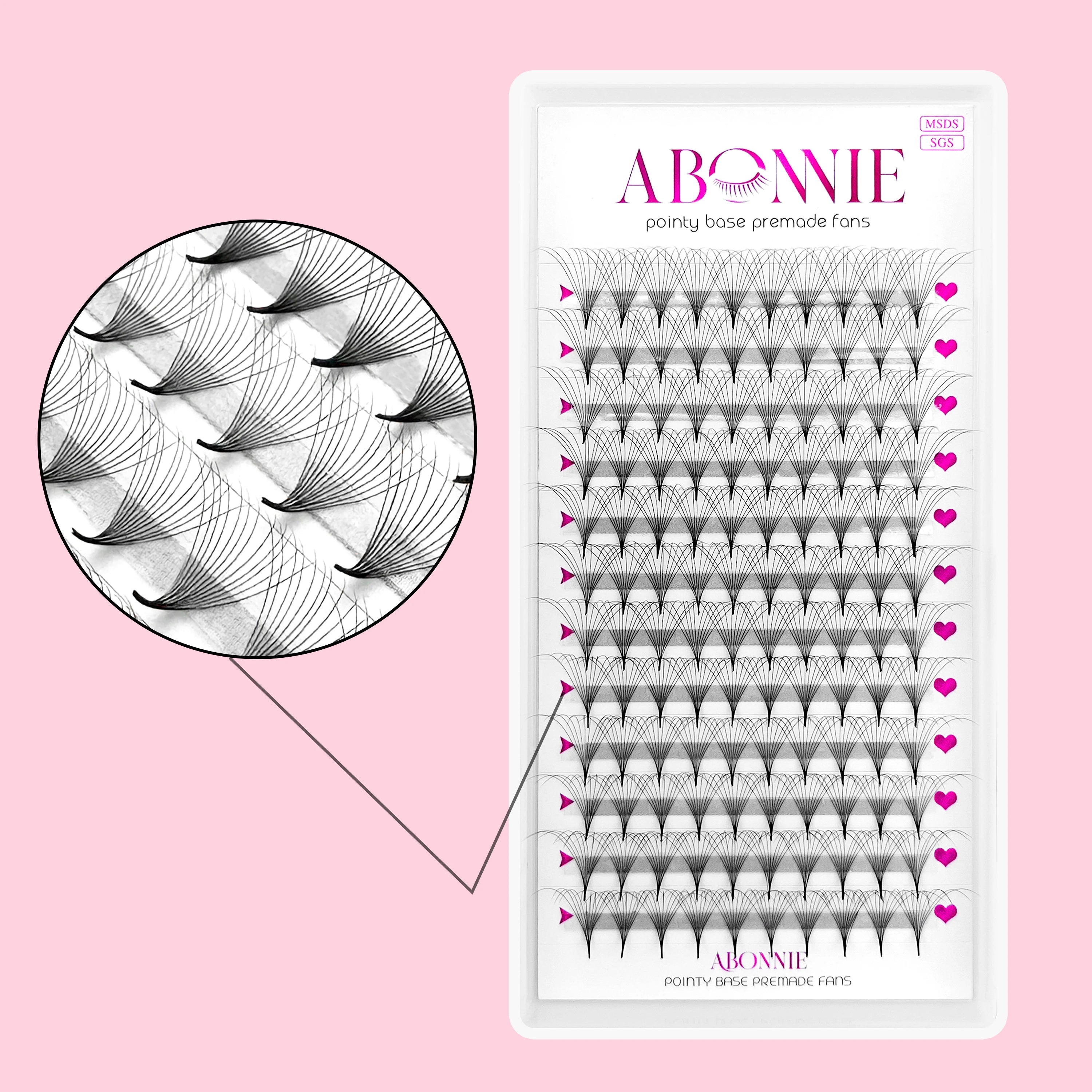 Abonnie Pre-Made Lash Trays 0.03 0.05 0.07 Slim Pointy Base Pre Made Lash Extensions Fans Narrow Heat Bonded Premade Volume Fans