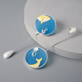 Lotus Fun 925 Sterling Silver Agate Exclusive Gemstone Underwater World Whale Asymmetrical Long Drop Earrings Women Fine Jewelry