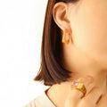 Fashion Trend Stainless Steel Gold Plated Earrings Vintage U Shape Stud Earring Jewelry for Women Daily Wear