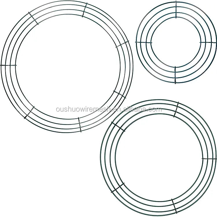 For Hot Sales Large 18 Inches Dark Green Iron Wire Wreath Frame Artificial Pine Needles for Front Door Christmas Wreath